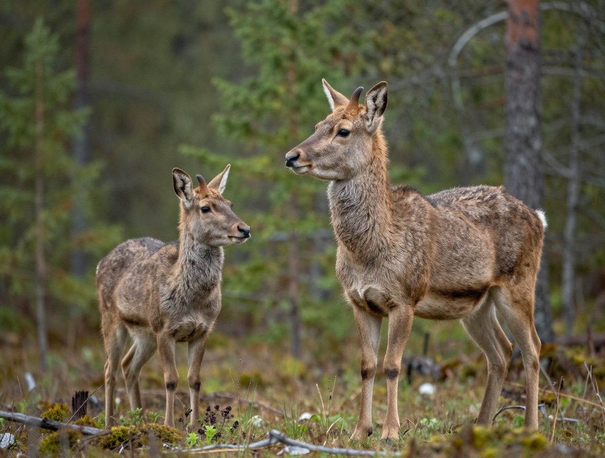 Rauhalliset pohjoismaiset luontokuvat — sammalinen kivi, puron solina ja auringonsäteet varjoisassa metsässä, tunnelmallinen ja hiljaisuuden täyttämä luontomaisema